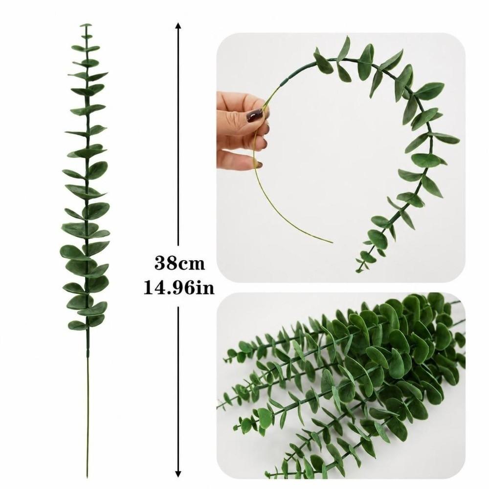 10pcs 38cm Artificial Eucalyptus Leaves Plastic Greenery Bundle Lifelike Eucalyptus Branches  Home