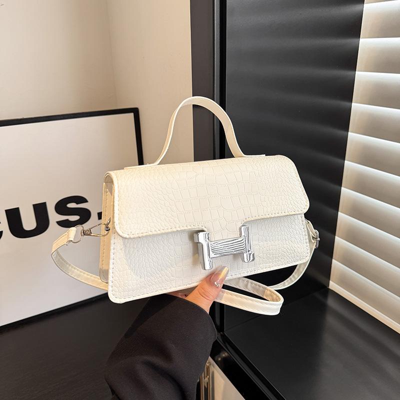2025 New Crocodile Print Handbag Simple and Fashionable Small Square Bag French Stone Pattern Crossbody Bag Trendy Women's Bag
