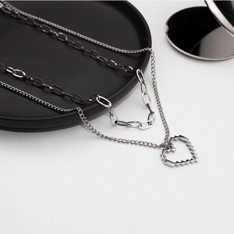 Trendy Japanese Korean Multi-layer Hip Hop Necklace with Heart Pendant