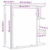 Badezimmerschrank mit Spiegel aus schwarzer Eiche, wandhängender Aufbewahrungsschrank, Badezimmerspiegel, 62,5 x 20,5 x 64 cm