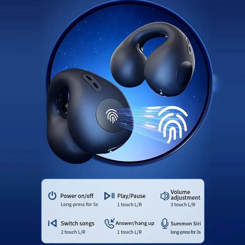 Bluetooth 5.3 Earphones Wireless Ear Clip Headphones HIFI Stereo Noise Reduction Earbuds Waterproof Headsets for Xiaomi Samsung