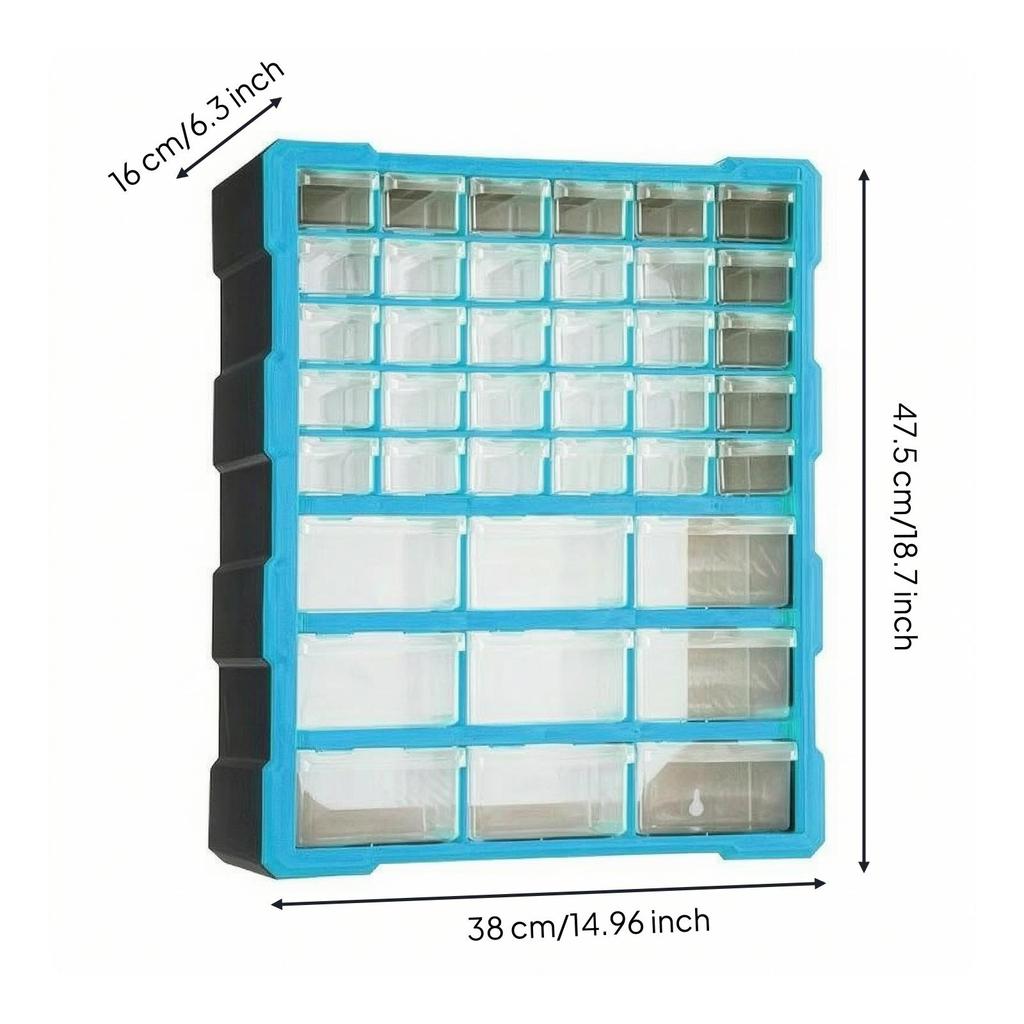 Parts Organizer Cabinet Transparent with Removable Dividers Solid Components Storage