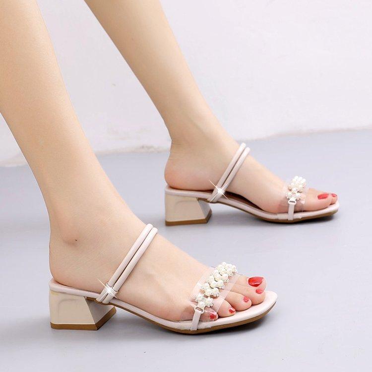 

2025 new summer versatile thick heel middle heel fashion with two wear fairy style with skirt sandals woman 39