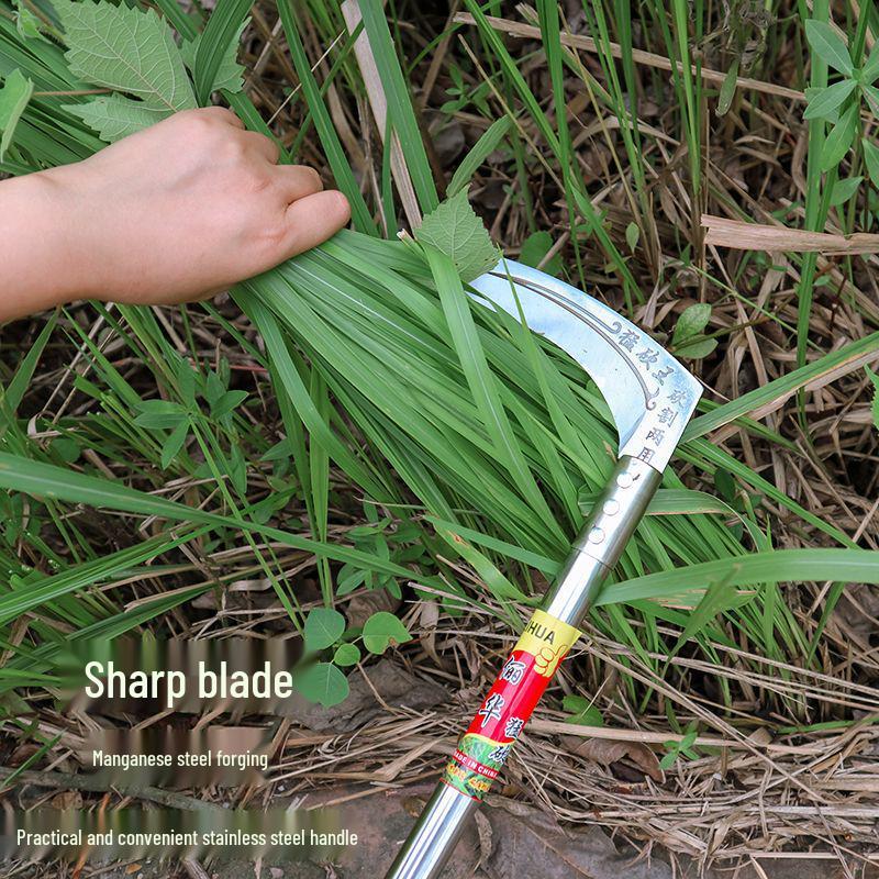 Sense mit extra langem Stiel für Gras, Mais, Weizen und Camping