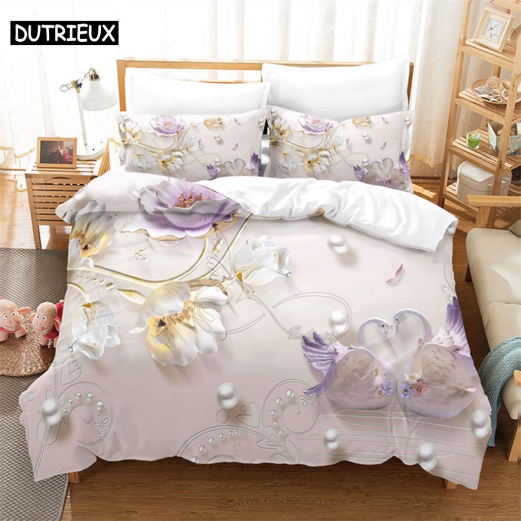 Lovers Queen Bedding Set Flowers Rose Duvet Cover Set Bedding Digital Printing Bed Linen King Size Duvet Cover Set Bedding Sets