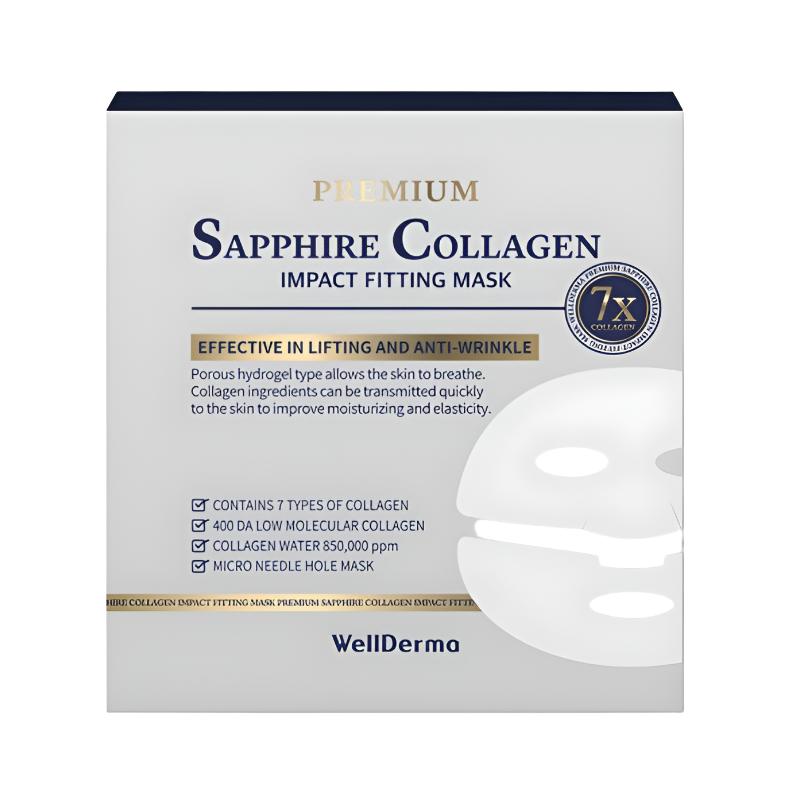 WellDerma Premium Sapphire Collagen Impact Fitting Mask Firming & Glow Care 25g x 4 Sheets