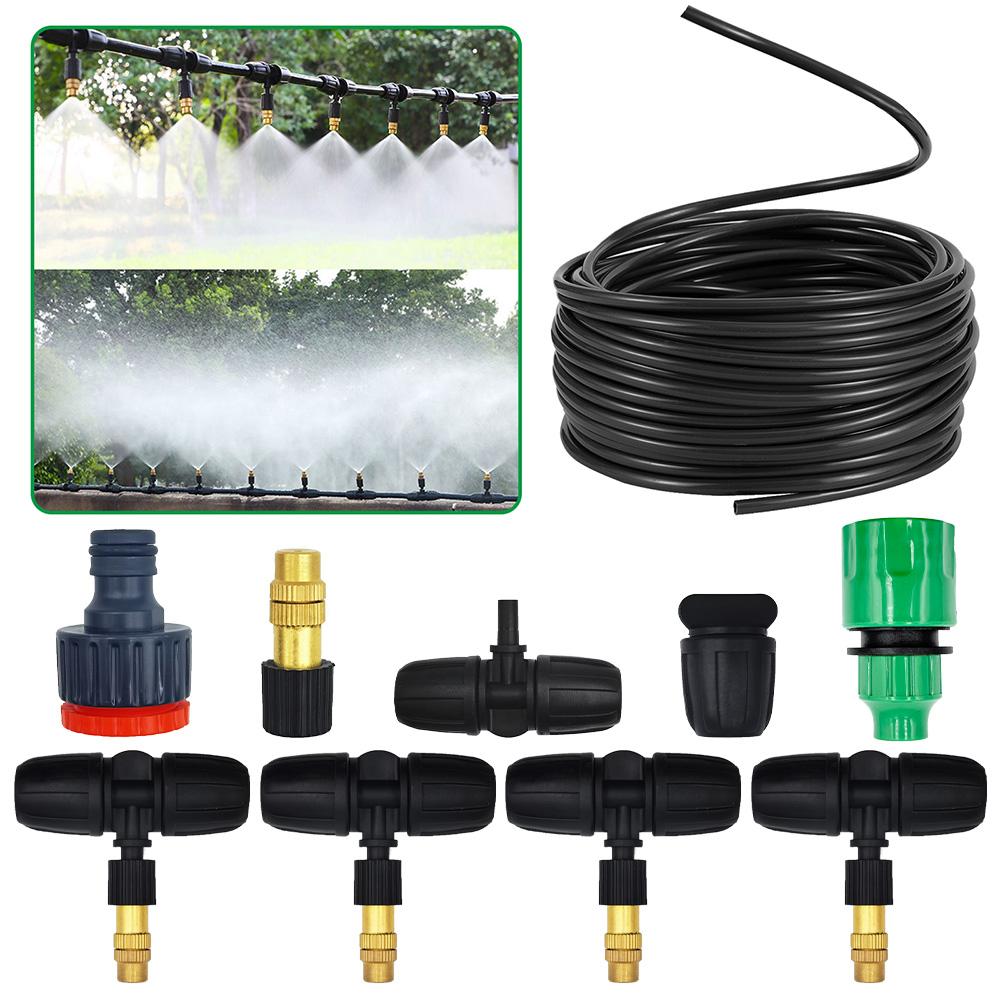 Outdoor Cooling Irrigation, Automatic Garden Watering System Kit, 5-20m Adjustable Spray & Sprinkler for Potted Plants