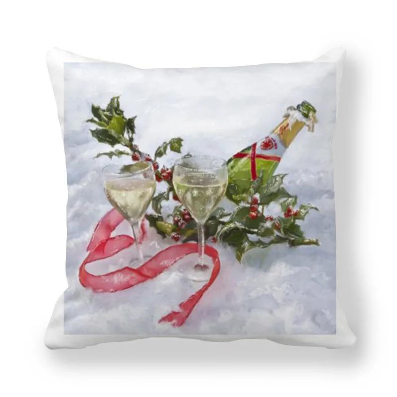 Merry Christmas  Decorations Printed Cushion Cover Home Living Room Sofa Decoration Square Pillowcase