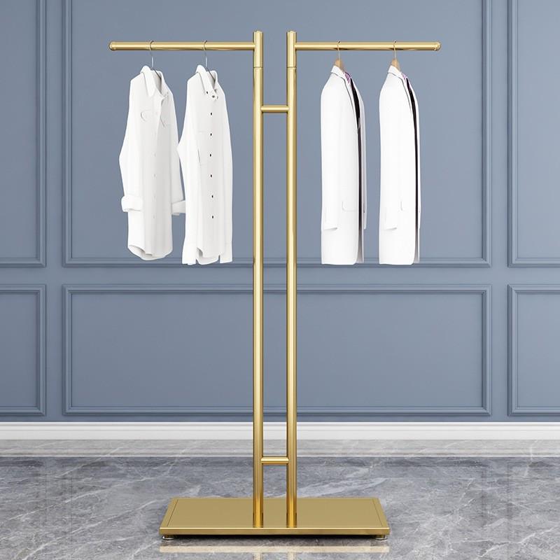 Children's and Women's Clothing Store Gold Display Rack: Floor-Standing Central Island Clothes Rack