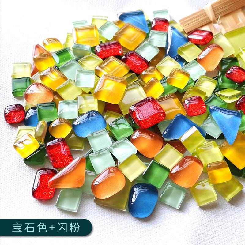 100g Diy Mix Color Glitter Glass Mosaic Stones Mosaic Tiles Glass Pebbles Crafts Material Puzzle For Diy Mosaic Making Arte