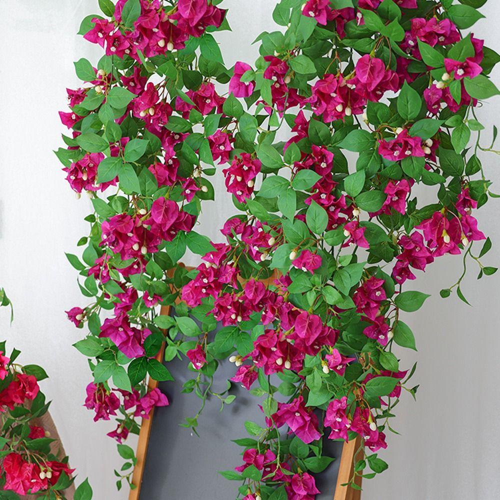 Multicolor Bougainvillea Artificial Flower Vine Green Leaves Hanging Decoration Simulation Flower Vine DIY Photo Props