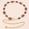 Ethnic Style Gold Waist Chain with Rhinestone Details
