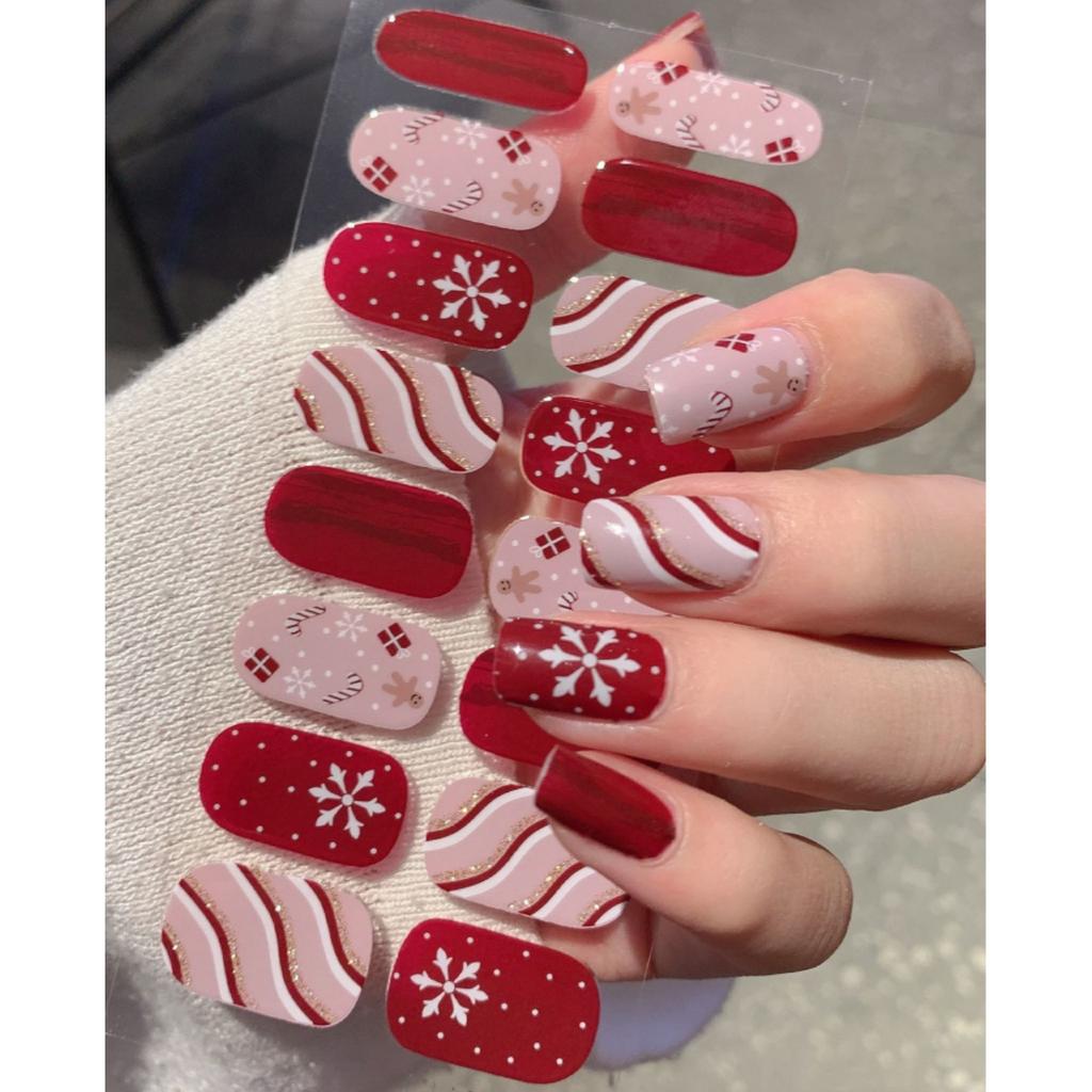 6styles Christmas Nail Art Stickers Dot Snowflake Designs Gel Nail Decals Perfect for New Year DIY Manicures No UV Lamp Needed