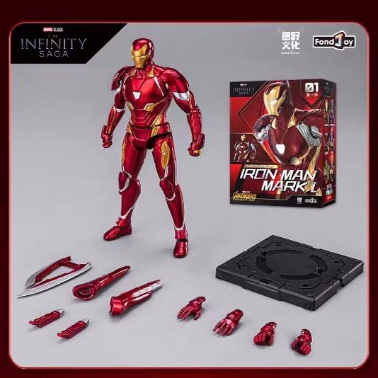 Original LED FondJoy Iron Man MK42 MK43 MK46 MK1 MK2 MK3 MK4 DIY Toys Action Figure Tony Stark Collection Anime Model Kids Gift