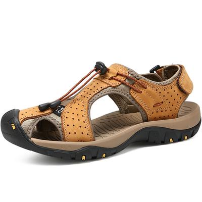 Fashion Summer Men Sandals Genuine Leather Mens Casual Shoes Outdoor Men Leather Sandals for Men Beach Shoes Roman Shoes Plus Size 38-48