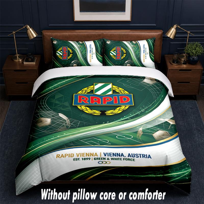 Rapid Wien FC Design Bed Bedding Set 1 Duvet Cover + 2 Pillowcases Soft Breathable Household Bed Linens