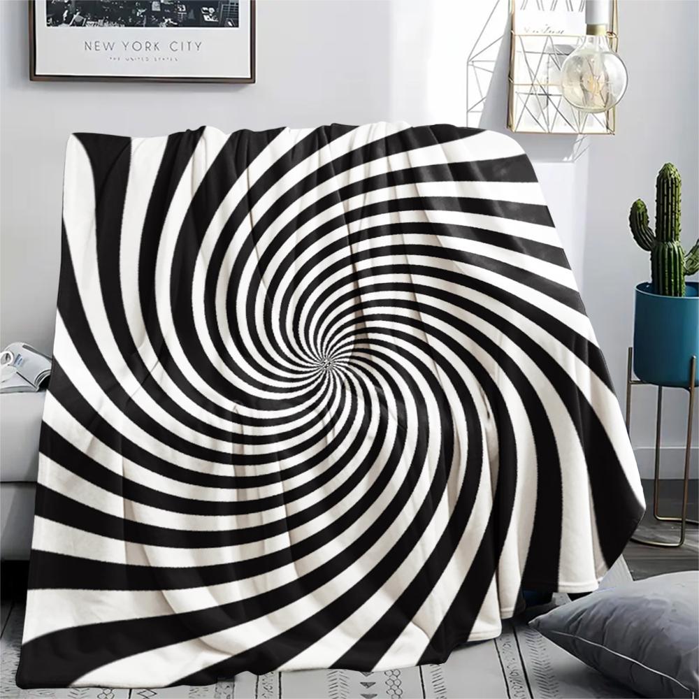 1Pc Illusory Graphics Print Flannel Blanket, High Quality Comfortable for All Seasons, Home Decor, Warmth and Comfort, Perfect for Christmas Gifts W26