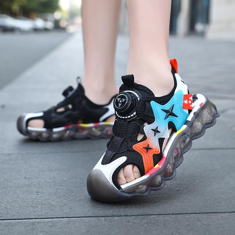 Summer Rotary Button Children's Closed Toe Sandals Beach Shoes Girls' Sports Beach Sandals