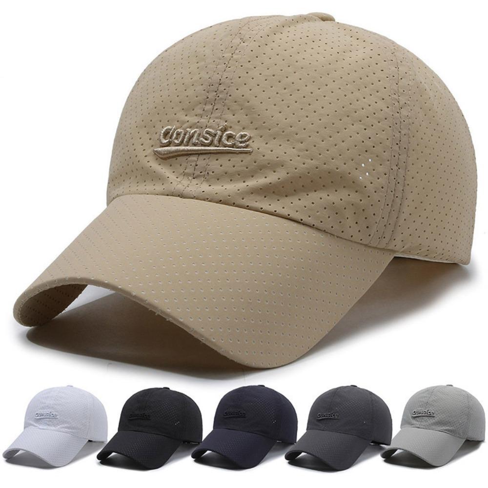 Breathable Perforated Quick-Drying Hat Letter Embroidery Sun Protection Summer Sun Hat Adjustable Casquette Peaked Cap