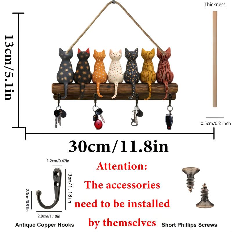 Vintage 3D Wooden Wall Mount Key Hook Retro Hanging Key Holder Rack Ideal Gift for Home Shop Owner Decor Use