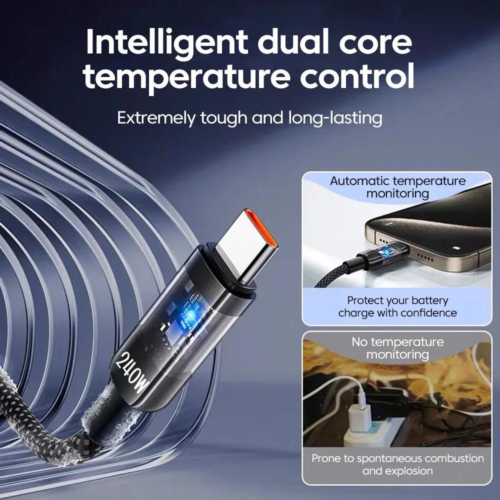 240W QC 3.0 USB zu Typ C Super Schnellladekabel Für Samsung Xiaomi Huawei OPPO LED Digitalanzeige Handy-Ladegerät Datenkabel