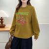 Plus Size Women Casual Thick Printed Crew Neck Long Sleeve Sweatshirt