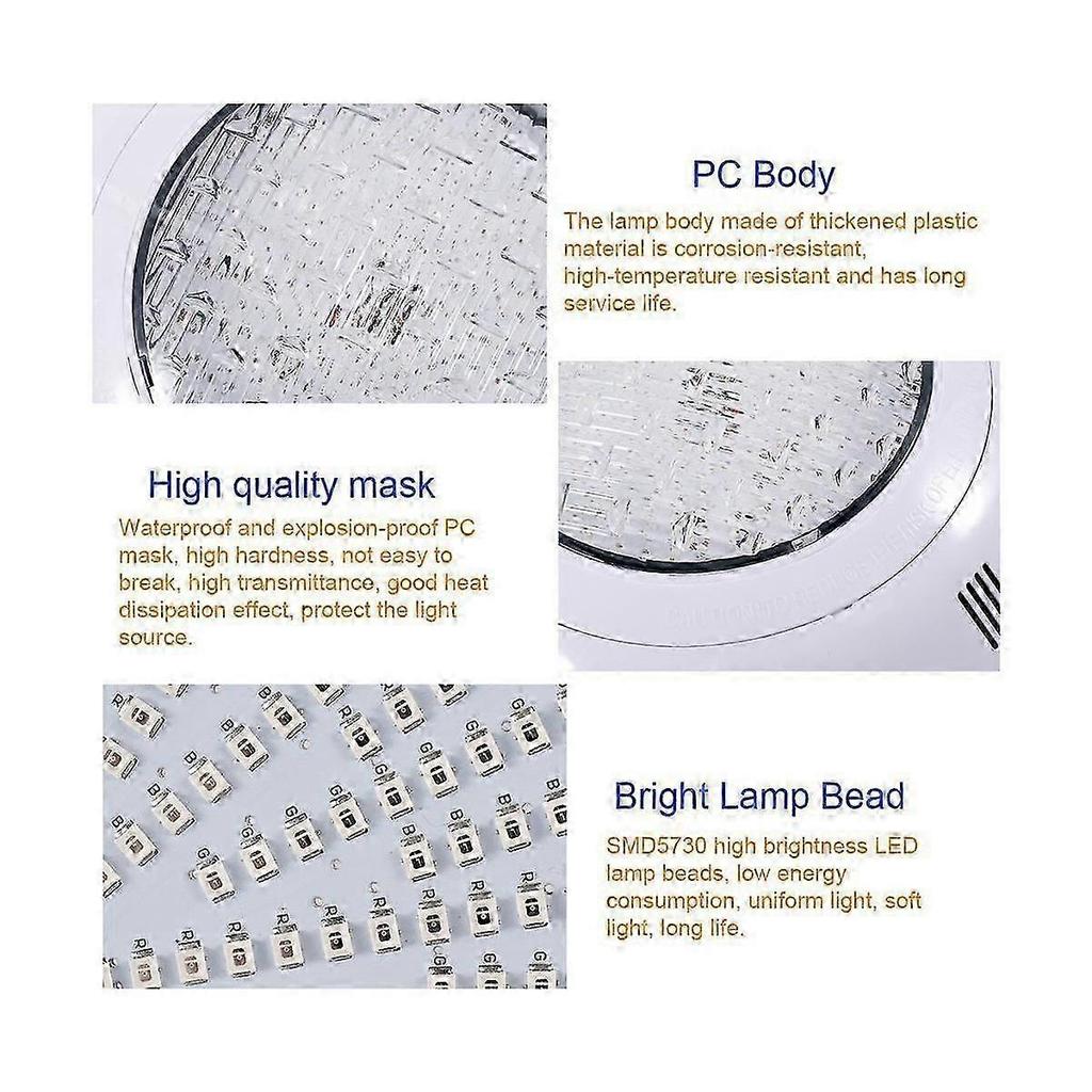 Luz para Piscina 35W Luz para Piscina con Mando a Distancia RGB Multicolor LED Exterior Subacuática IP68 Lámpara Impermeable