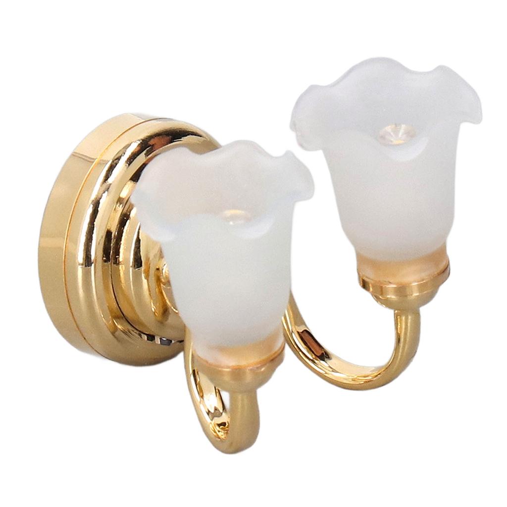 Dollhouse Table Lamp Tulip Design Battery Powered Sturdy Metal Plastic Dollhouse Miniature Lamp for