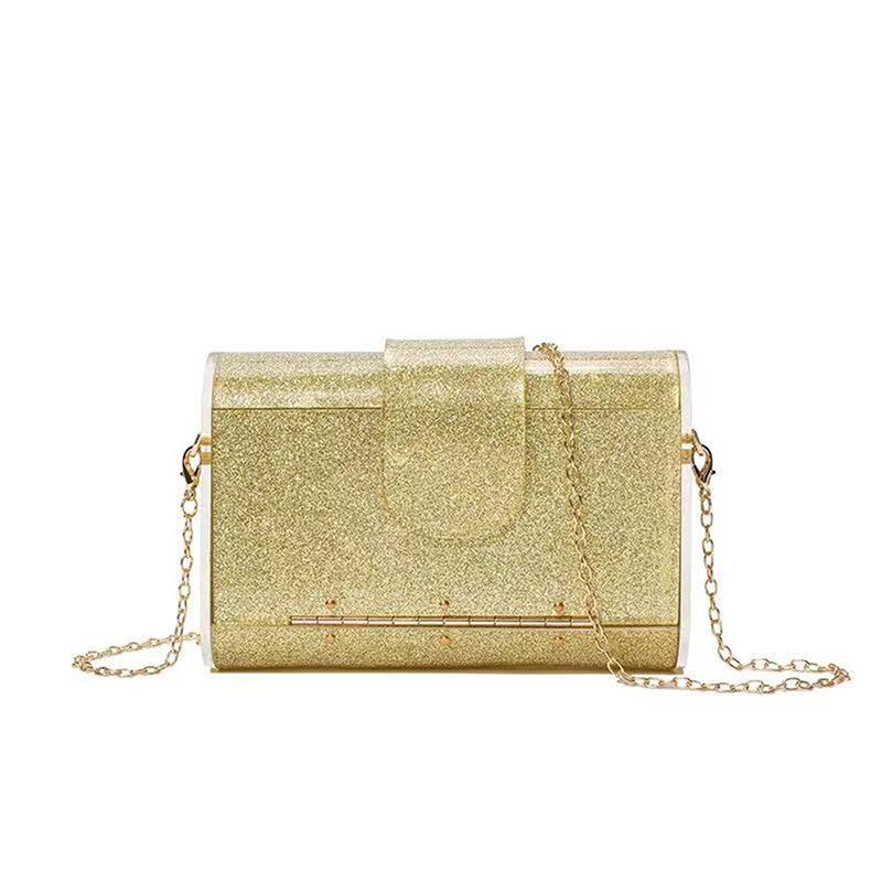 New Fashion Acrylic Evening Bag Brand Clutch Purse Gold Glitter Wallet Mini Chain Shoulder Crossbody Bags For Women Chic Handbag