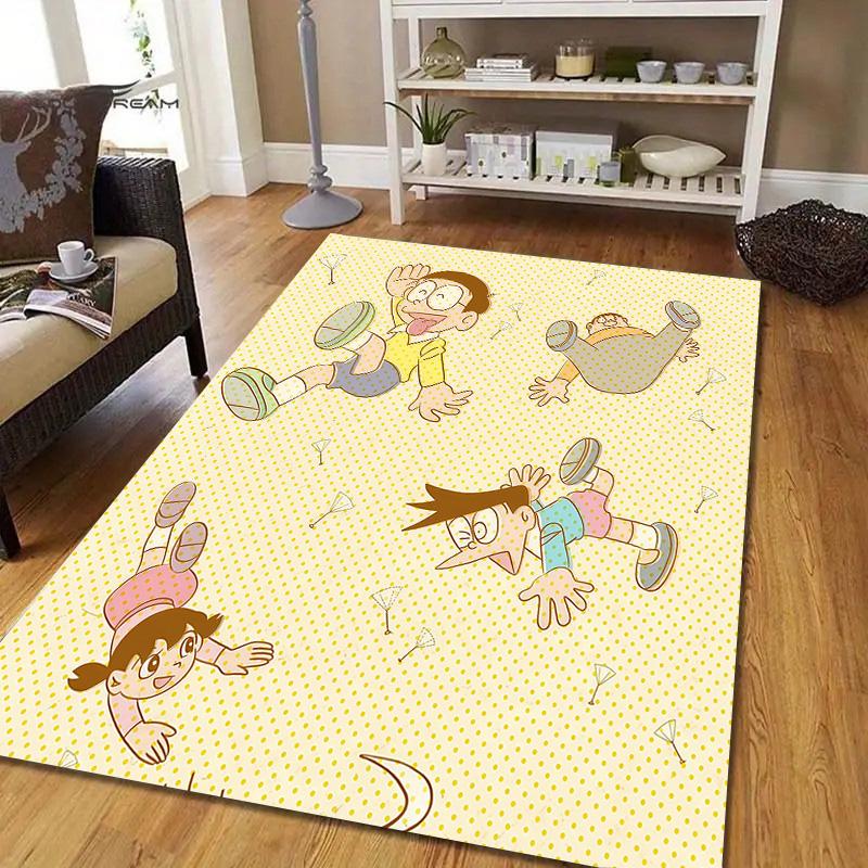 Doraemon2 Flannel Pattern Square Carpet,Area Rug,Carpet Rug for Living Room Bedroom Sofa Playroom Decor,Non-slip Floor Mat