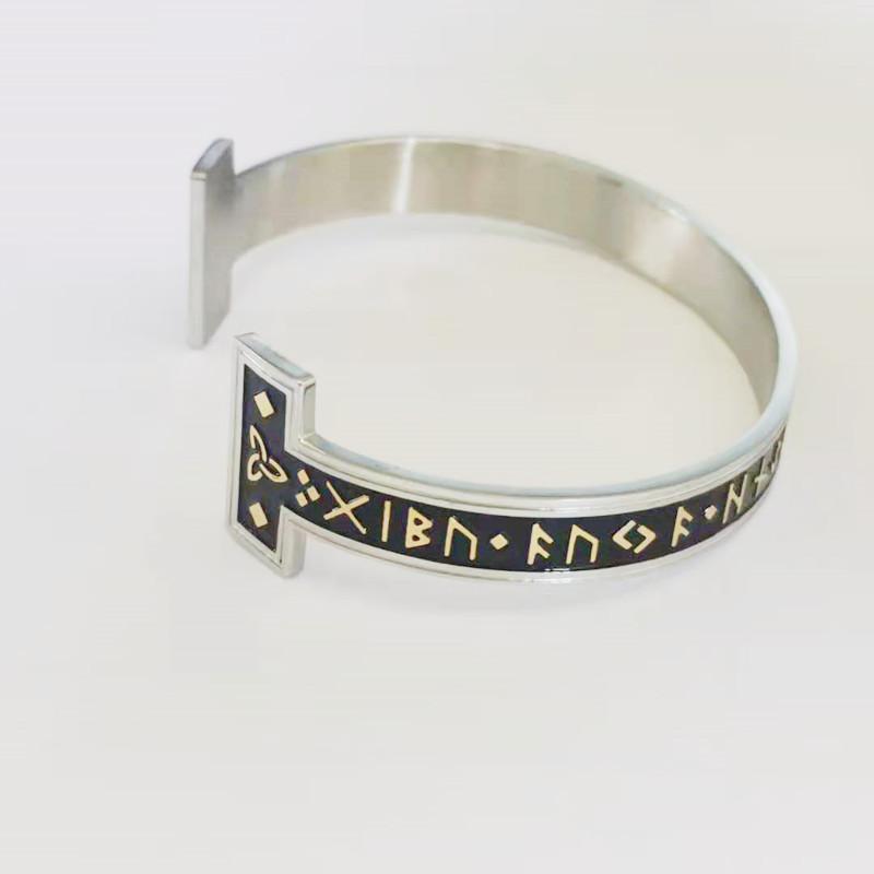 Vintage Viking Rune Open Cuff Bracelet Men's Amulet Jewelry