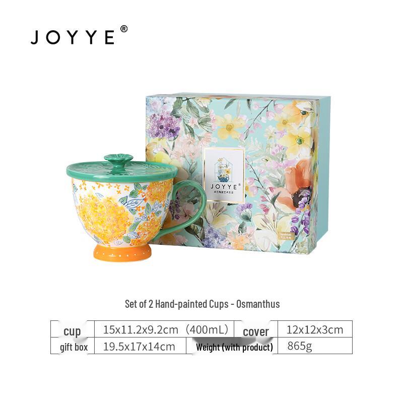 JOYYE Hand-Painted Floral Ceramic Mug Set