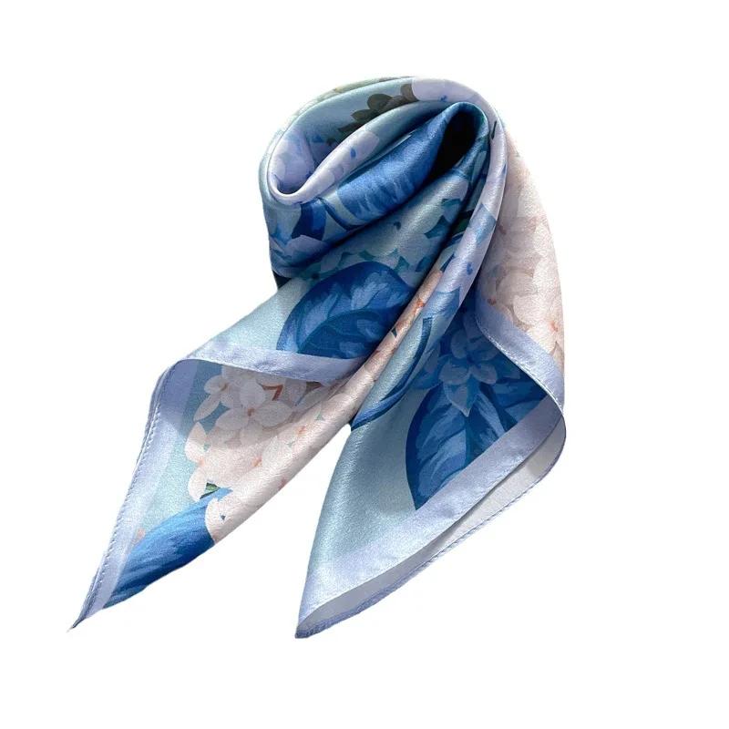 Fashion 100% Silk Satin Scarf Women Handkerchief Printed Bag Scarfs Female Square Head Bandana Small Neck Scarves For Ladies