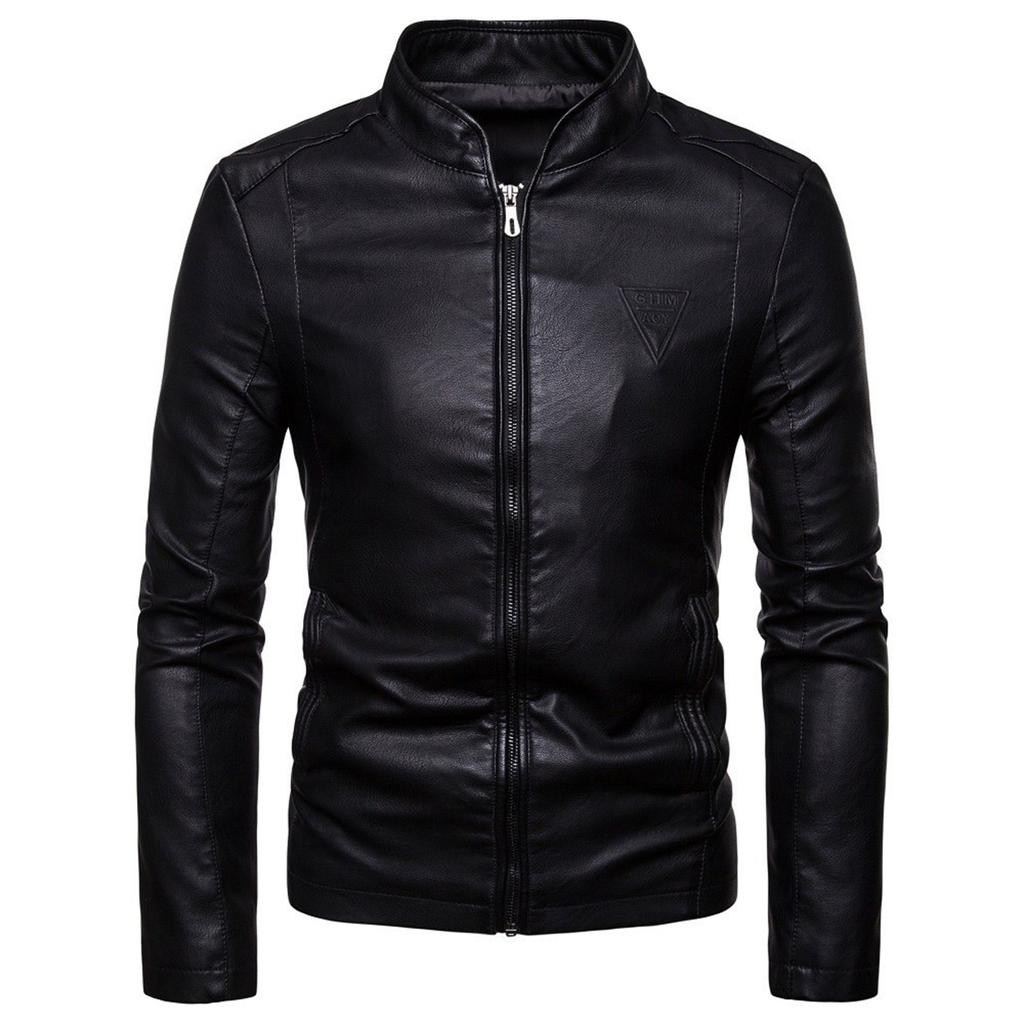 Fashion Men Autumn Winter Warm Casual Leather Zipper Long Sleeve Jacket Coat Top