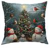 Christmas Theme Sofa Pillow Cover Snowman Print Cushion Cover Polyester Pillow Cover Car Cushion Cover