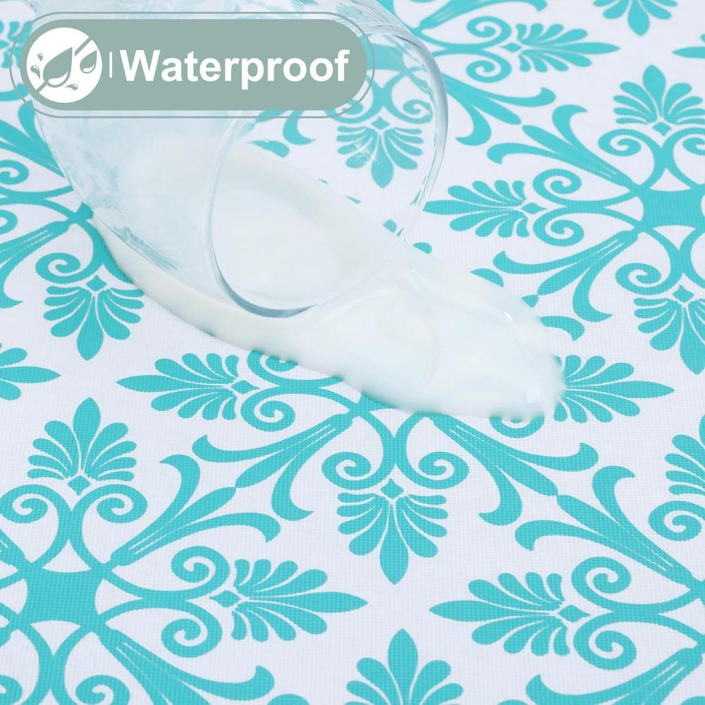 Waterproof Baroque Print Elastic Fitted Tablecloth Rectangular Outdoor Fold Table Cover  Picnic