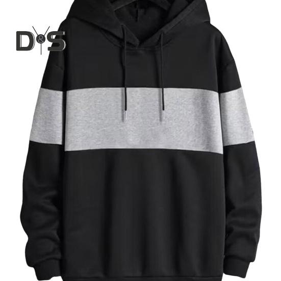 Herren Herbst Winter Kapuzenpullover Kontrastfarbe Kordelzug Lange Ärmel Kapuze Elastische Bündchen Und Saum Dünn Alltagskleidung Lässiges Sportoberteil