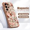 Magnetic For Magsafe Case For Samsung Galaxy S26 Ultra S25 Edge S24 Plus S23 FE S22 A17 A54 A55 A56 A57 5G Cartoon Flowers Pattern Cover