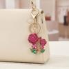 Bling Rose Keychain for Women Rhinestone Flower Keyring Accessory Sparkling Bag Charm for Purse