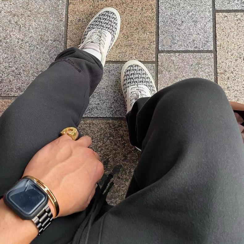 Pantaloni della tuta casual dritti in pile da uomo, marca trendy americana, vestibilità larga