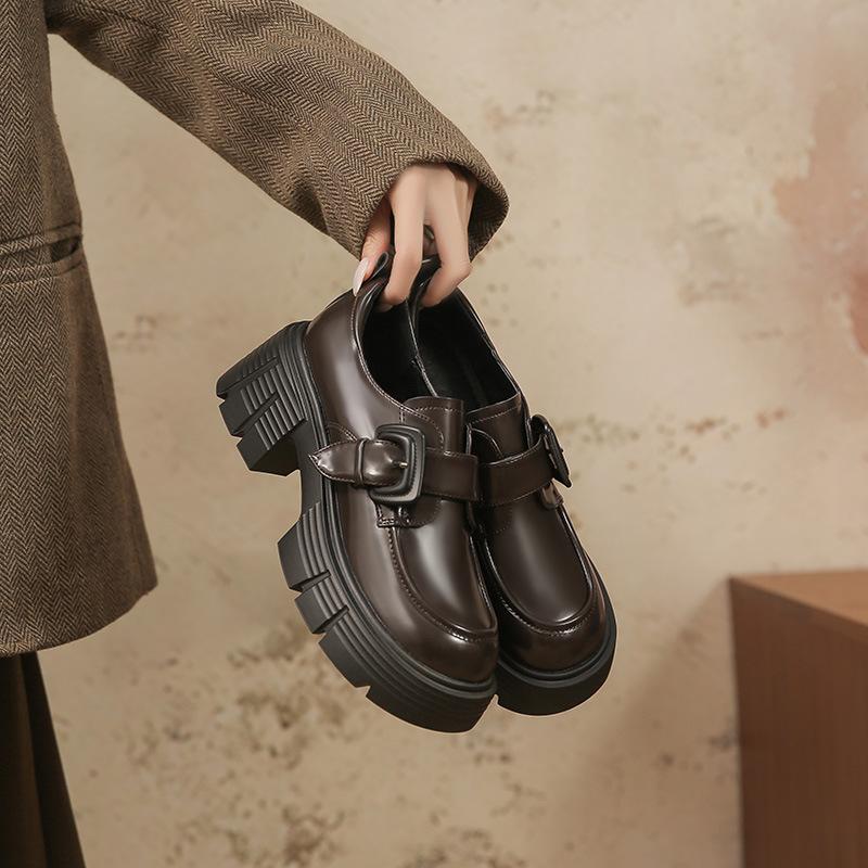 

Yuexinwang натуральна шкіра плоскі для жіночого взуття Хуейчжоу виноград мати ті ж маленькі шкіряні туфлі коледж стиль універсальні нові лофери жінки 40 коричневий