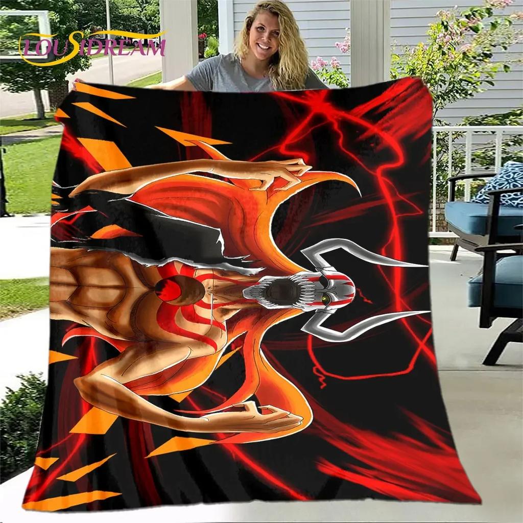 Bleach Anime Cartoon Plush Flannel Throw Blanket for Living Room Bedroom Bed Sofa Picnic Cover Kids Soft Cozy Warm