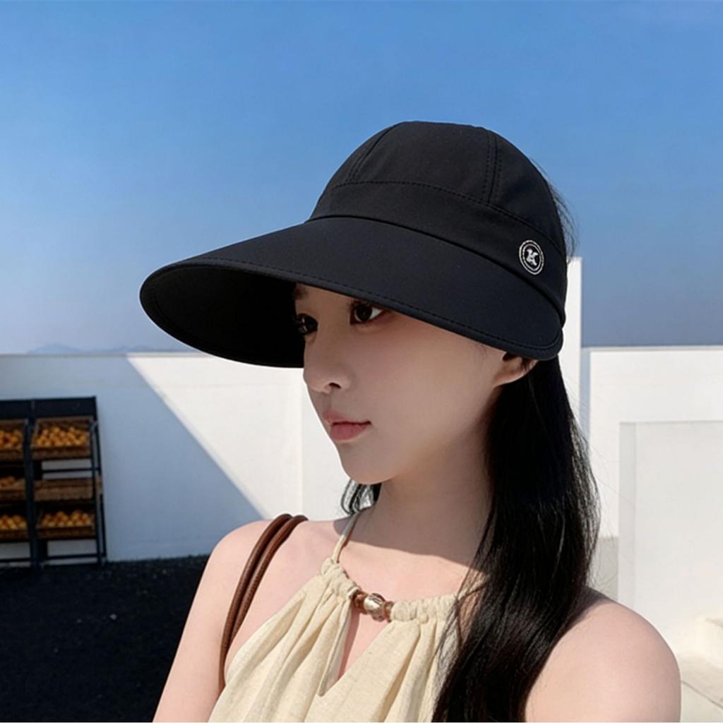Zama Tail Fisherman Sun Protection Hat Women'S Summer Plus Brim Empty Top Casual Sun Hat Vinyl Sun Hat