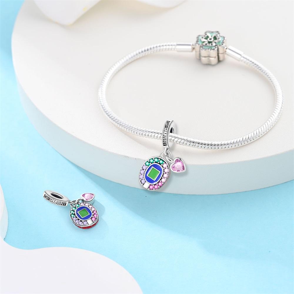 Original Charms Copper Colored Circular Heart Pendant Beads Fit Bracelet Women Jewelry Making Diy Gift