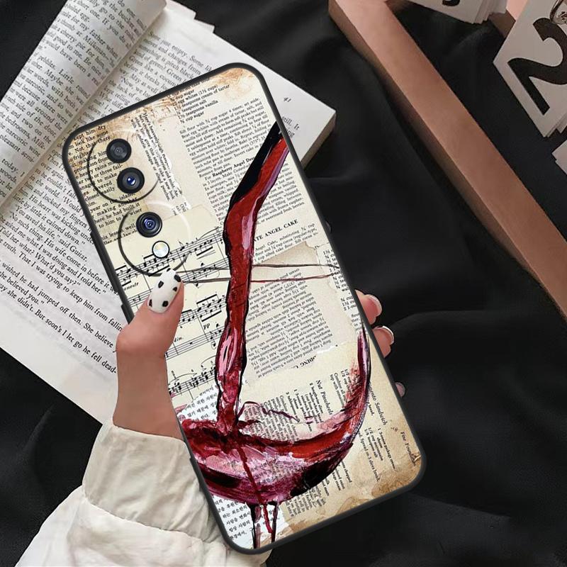 

Red Wine Glass Art For Honor Magic 8 6 7 Pro Case For Honor X9d X9c X9b X9a X8c X8b 200 400 50 70 90 Lite Win RT For Honor 50