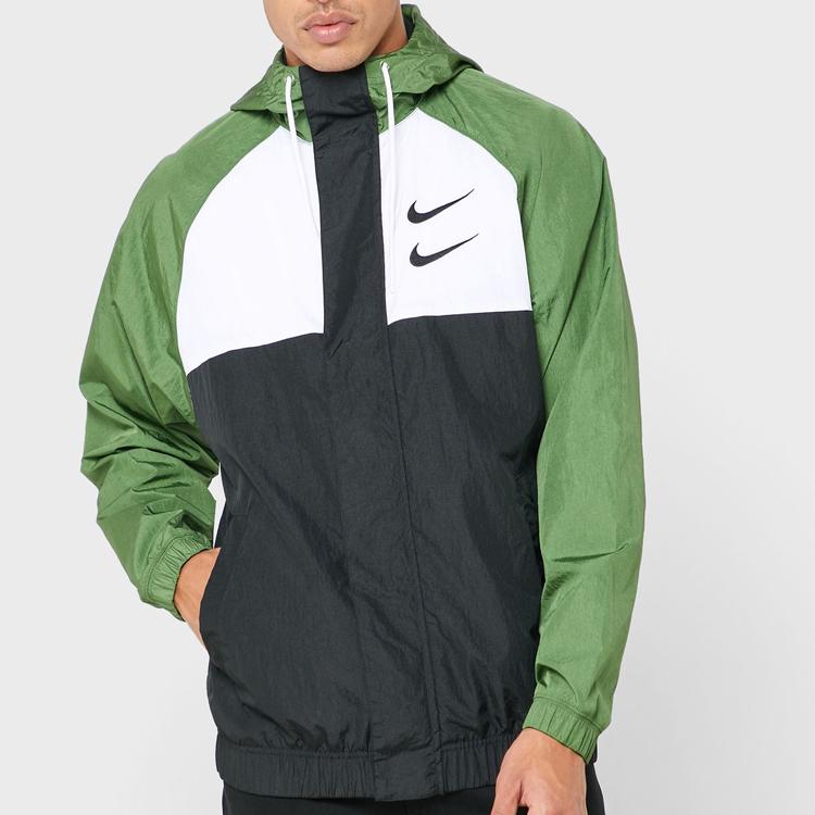 Nike Swoosh HD Woven Jacket Black/White/Treeline/Black Unisex Streetwear CJ4888-010