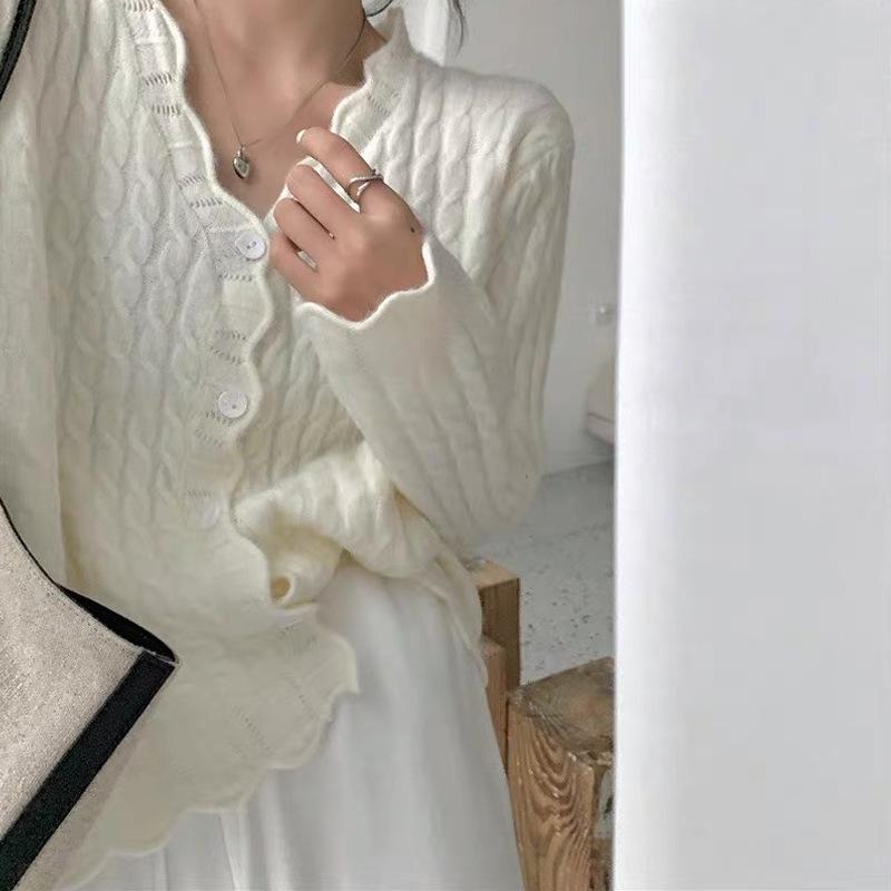 

Модный повседневный нежный ветер ретро сто соответствующий длинный рукав V-образный вырез короткий вязаный кардиган свитер куртка женская нижняя часть маленькая рубашка топы осень One size бежевый