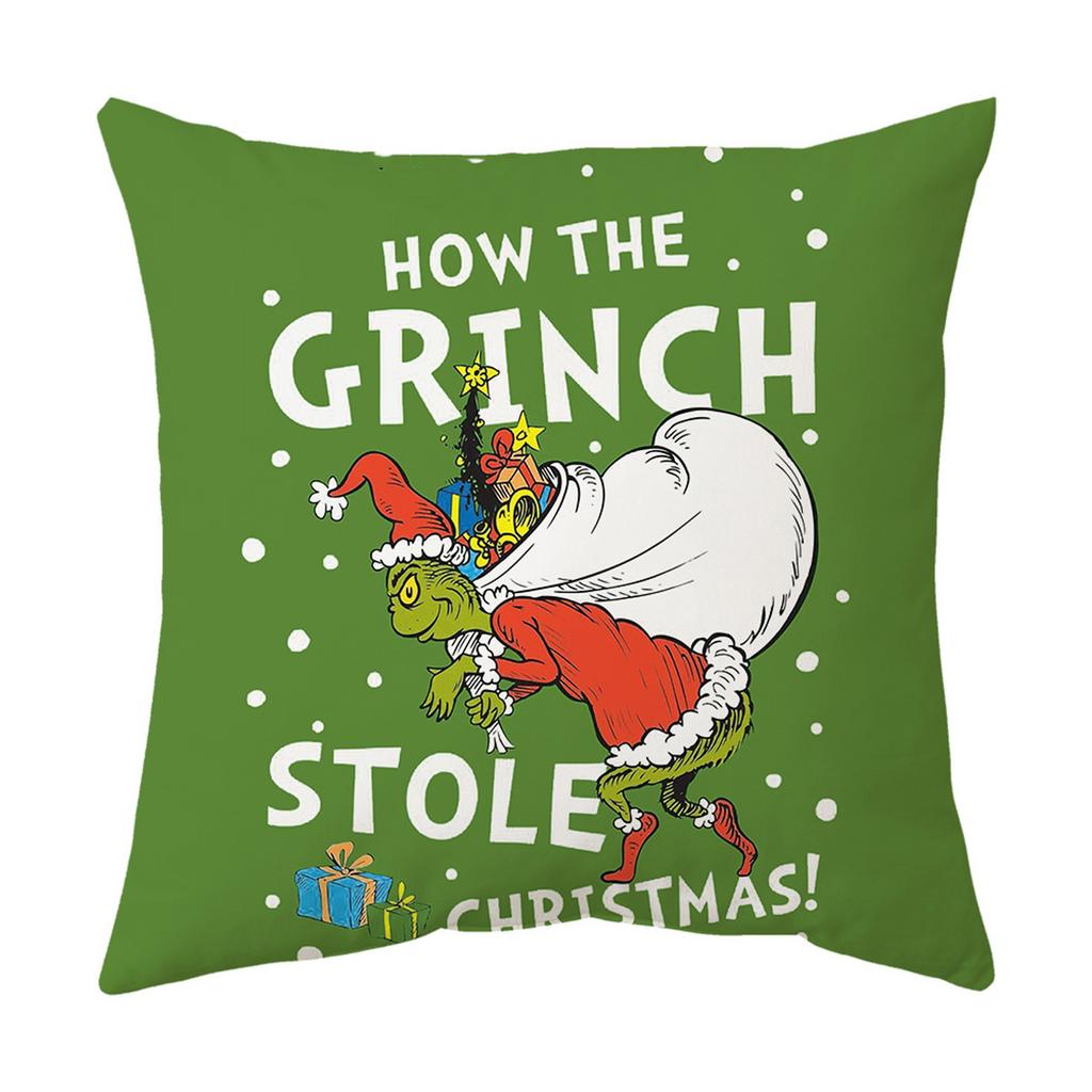 Christmas Happy Throw Pillow Cover, 18 X 18 Inch, Winter Holiday Cushion Cover Sofa Decor