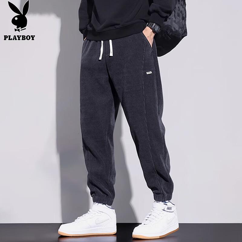 PLAYBOY Men's Corduroy Tapered Drawstring Sweatpants