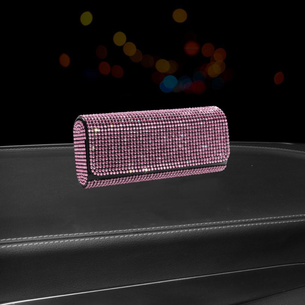 Portable Hotfix Rhinestone Glasses BlingBling Anti-pressure Hard Shell Glasses Storage Bag Shiny Korean Style розовый